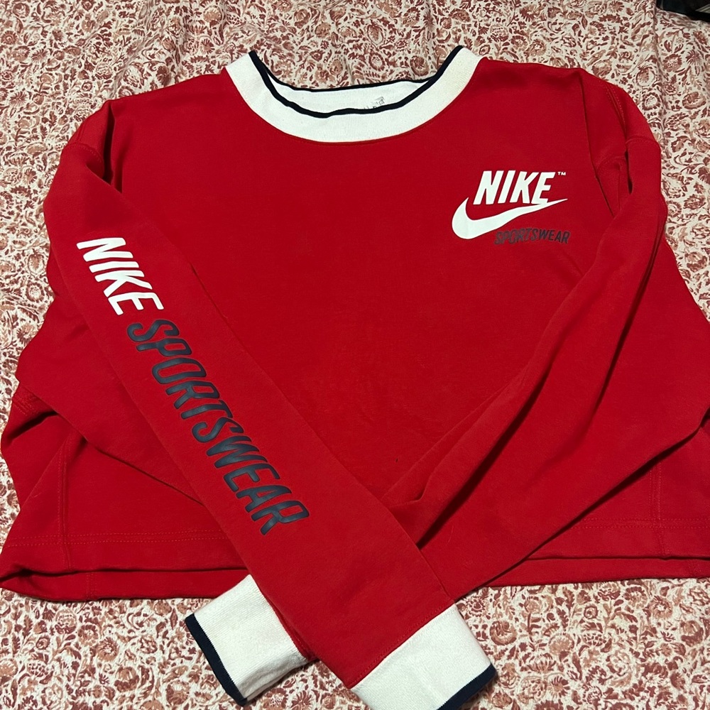 Red Nike Crop Sweater